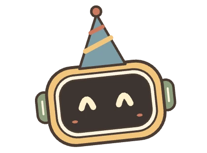 Momo dancing in a party hat