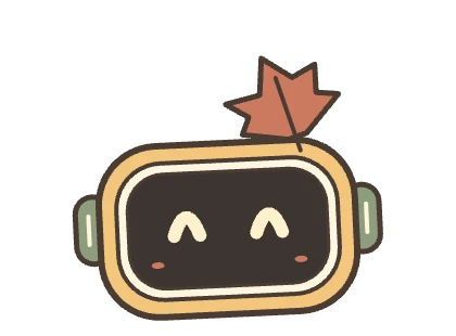 Momo waving hello in an autumn leaf