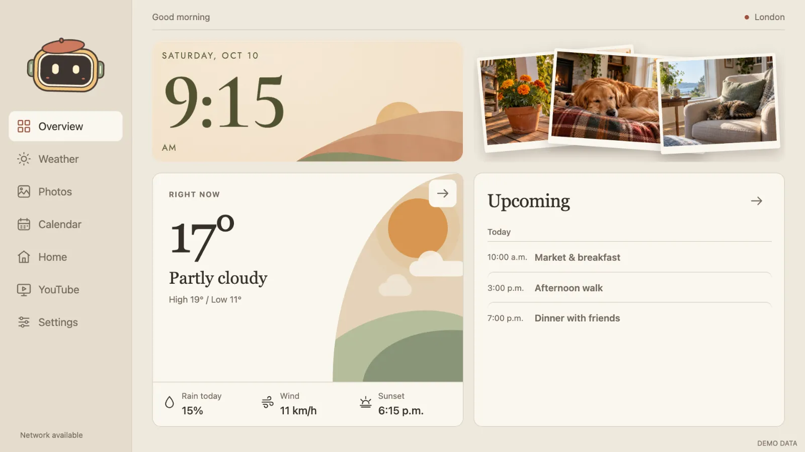 Skylit overview in the Linen light palette