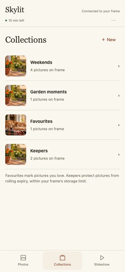 Phone app Collections screen