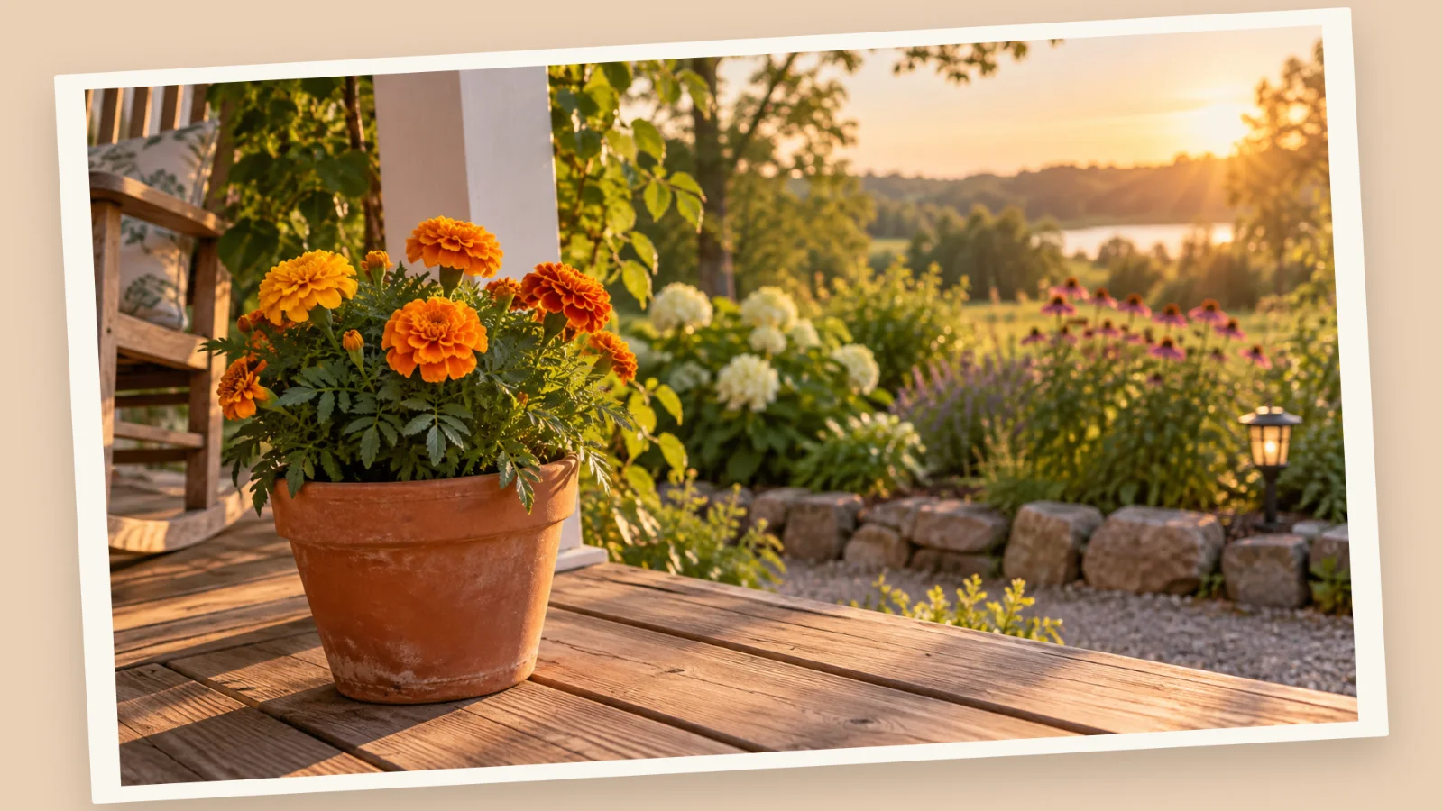 Falling prints slideshow with a sample photo of marigolds